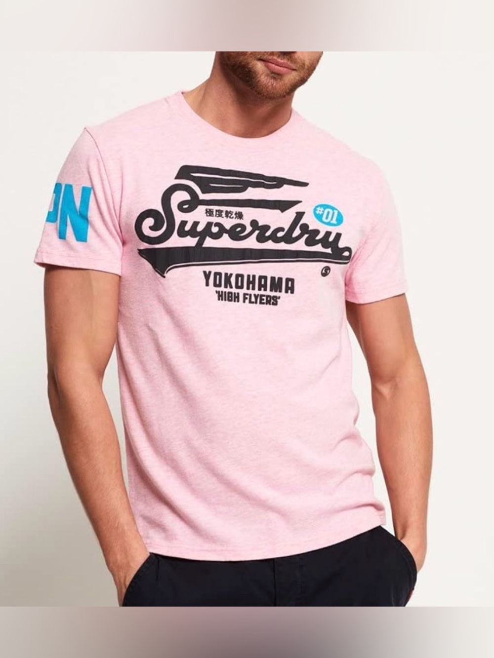 Superdry High Flyers Crewneck Short Sleeve T-Shirt Men Sz Small Pastel Pink NWT